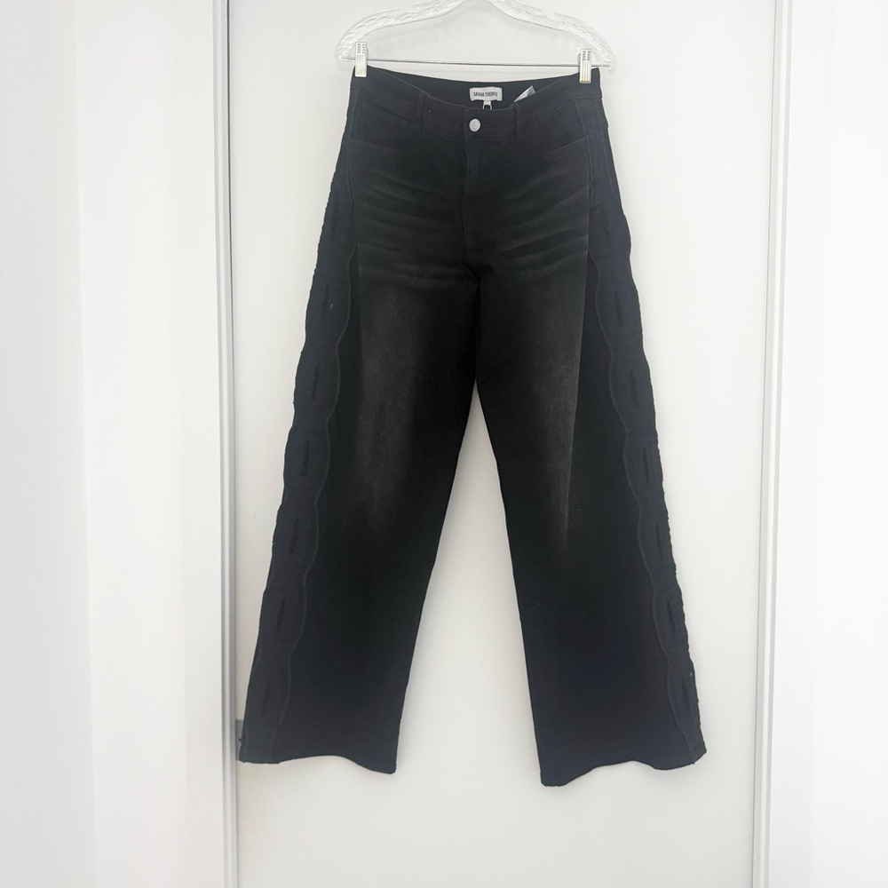 Sasha Therese Cairo Jean Cut Out in Black Large NWT Oversized Relaxed Baggy 90s - Picture 5 of 15